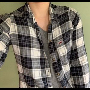 3/25$💓 Hollister Blue Checkered Flannel Shirt